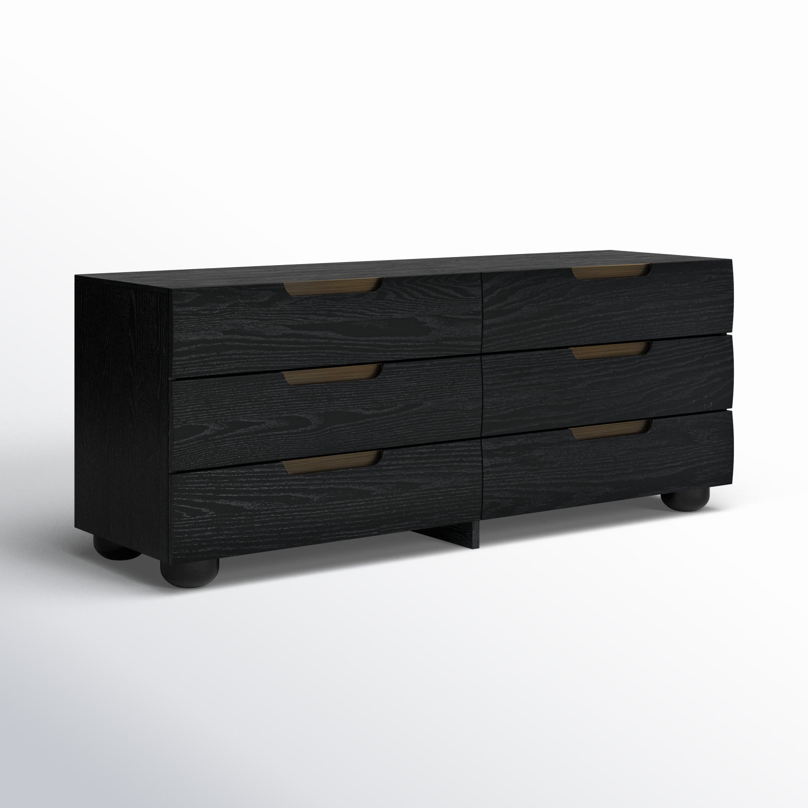 Beethoven Wood 6 Drawer Dresser, Black