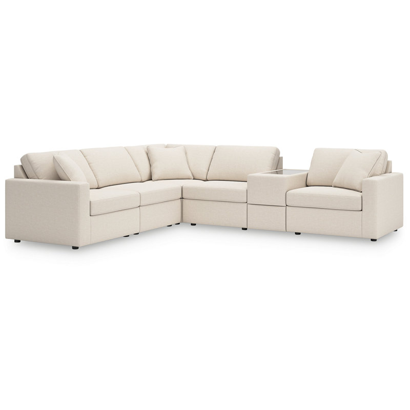 Canapé modulaire 6 pièces avec console de rangement Chobanyan, Polyester beige