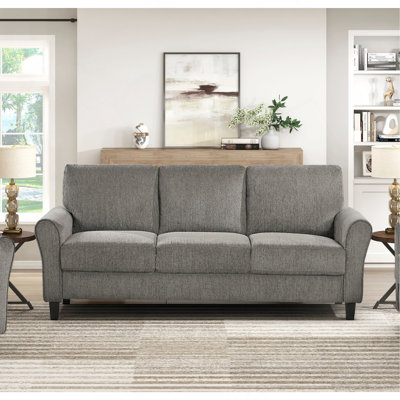 Classic Comfort Sofa Durable Brown Chenille Upholstery Rolled Arms Living Room Furniture 1Pc