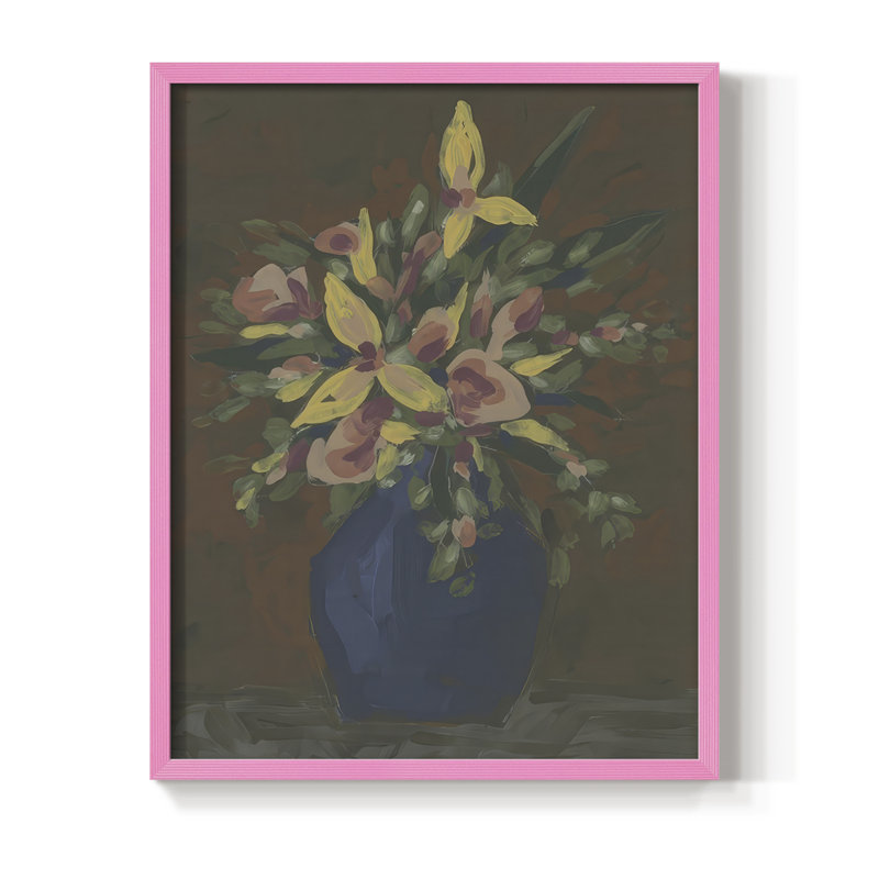 «Dark Bouquet II», reproduction encadrée - bois massif, H 15 po x l 12 po, Rose
