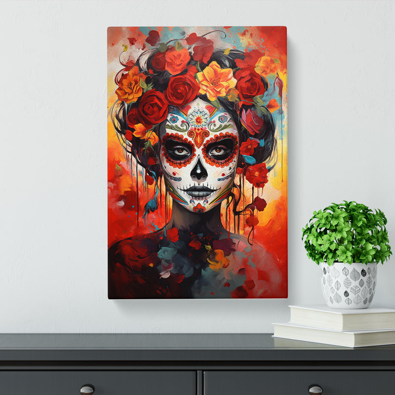 Sugar Skull Modern Art No.2 - Wrapped Canvas, 76cm H x 50cm W x 3cm D