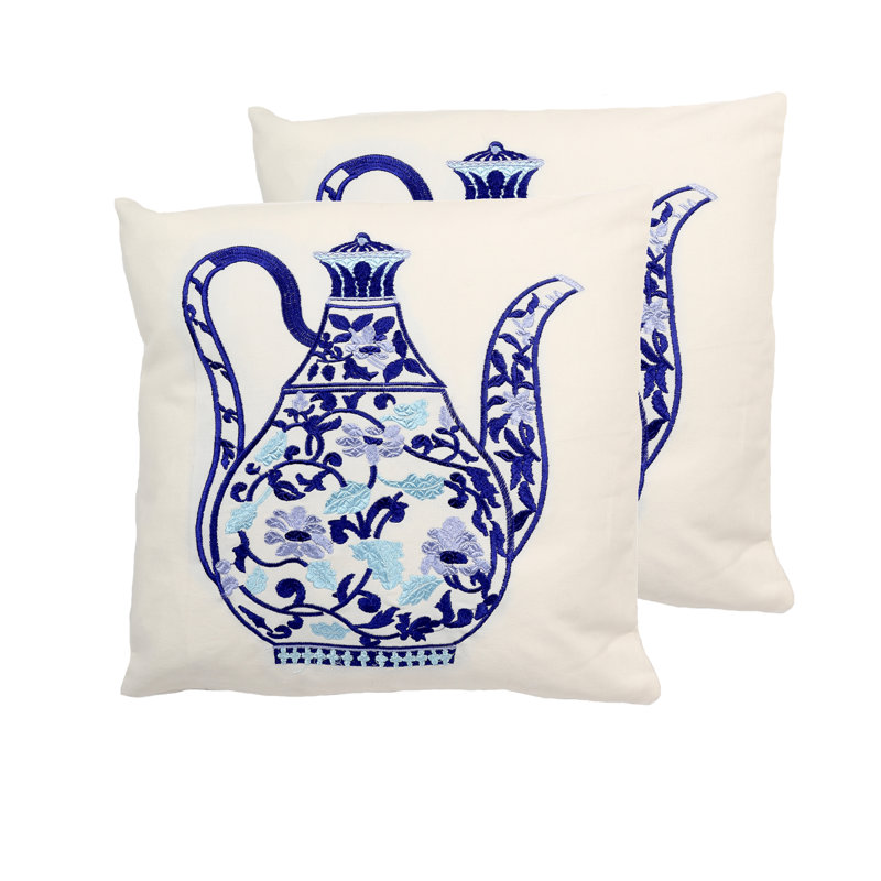 Coussin en coton Chinoiserie, Plumes