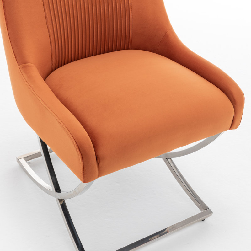 Chaise d'appoint rembourrée en velours Elian, Orange, 6