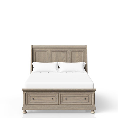 Grand lit antique gris avec rangement, deux tiroirs pour une meilleure capacité de rangement