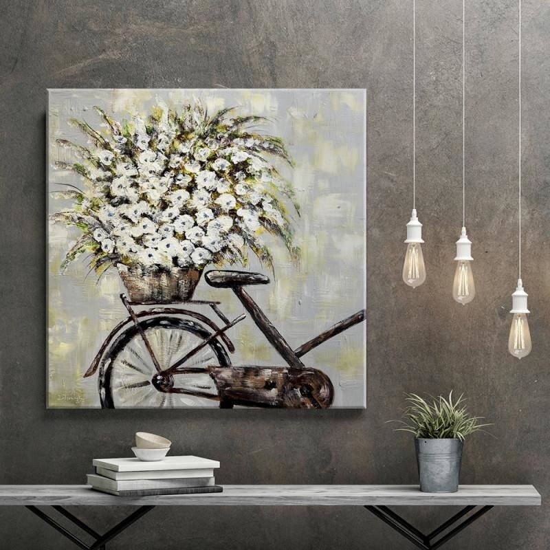 Leinwandbild - Grafikdruck â€žFlowers on a Bicycleâ€�