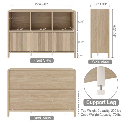Guinna 6-Cube 3-Door Wood Bookcase