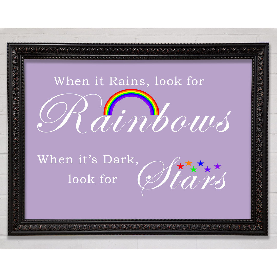 Mädchenzimmer Zitat When It Rains Look For Rainbows 2 Vivid Pink - Single Picture Frame Art Prints