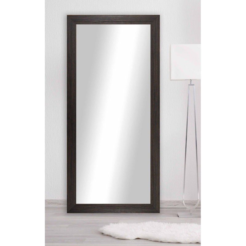 Solid Wood Flat Mirror, Black, 65.75" x 30.75"
