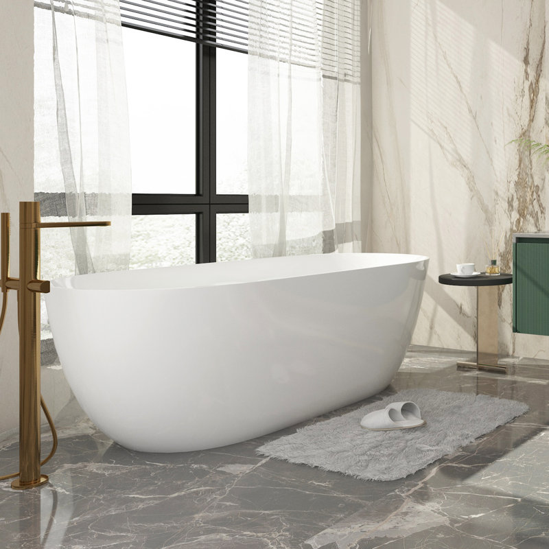 Free Standing Tub 67" X31.5" Deep Soaking Bath Tub Acrylic Freestanding Bathtub J25 Stand Alone Tub