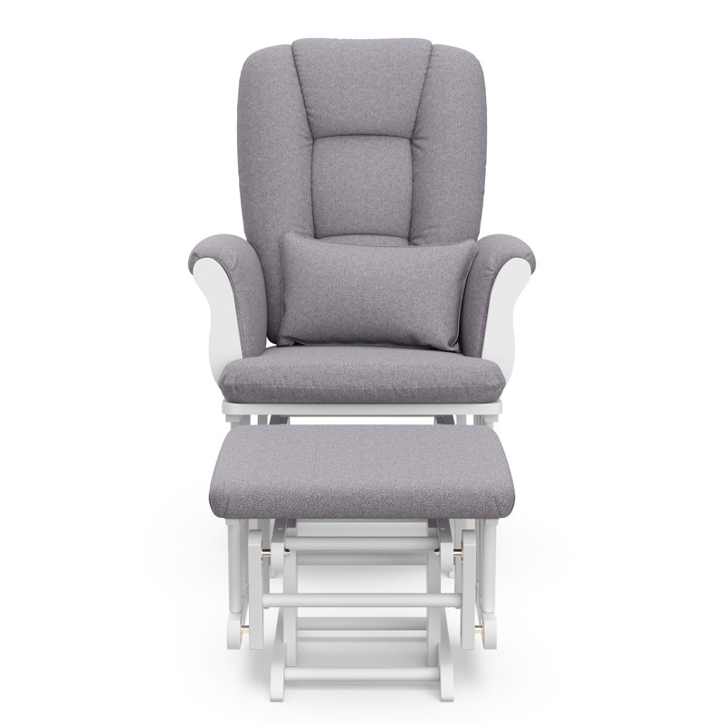 Fauteuil oscillant et coulissant avec repose-pieds Tuscany, Blanc, Tourbillon gris ardoise