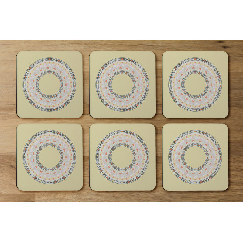 Square 6 Piece Coaster Set, Yellow