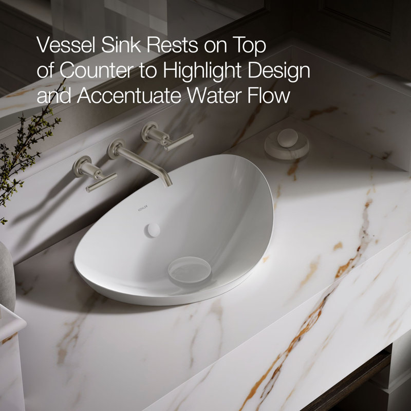 Veil® Ceramic Specialty Vessel Bathroom Sink with Overflow, White