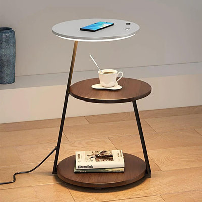 Table de chevet avec station de charge et lumières DEL