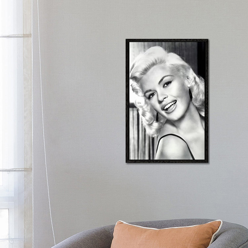 Jayne Mansfield's Gorgeous Smile by Radio Days - Print on Canvas, Black Framed, 66.04 cm H x 45.72 cm W