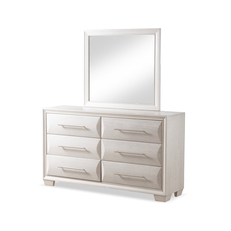 Brookline 6-Drawer Dresser With Mirror, White