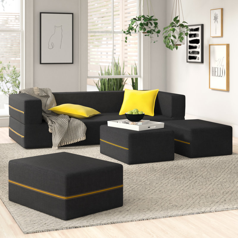 Shontae 84'' Upholstered Sofa, Black 