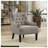 Modern Traditional Button Tufted Accent Chair - Taupe Textured Fabric Upholstery with Solid Wood Frame & Nailhead Trim - Living Room Furniture-762441154