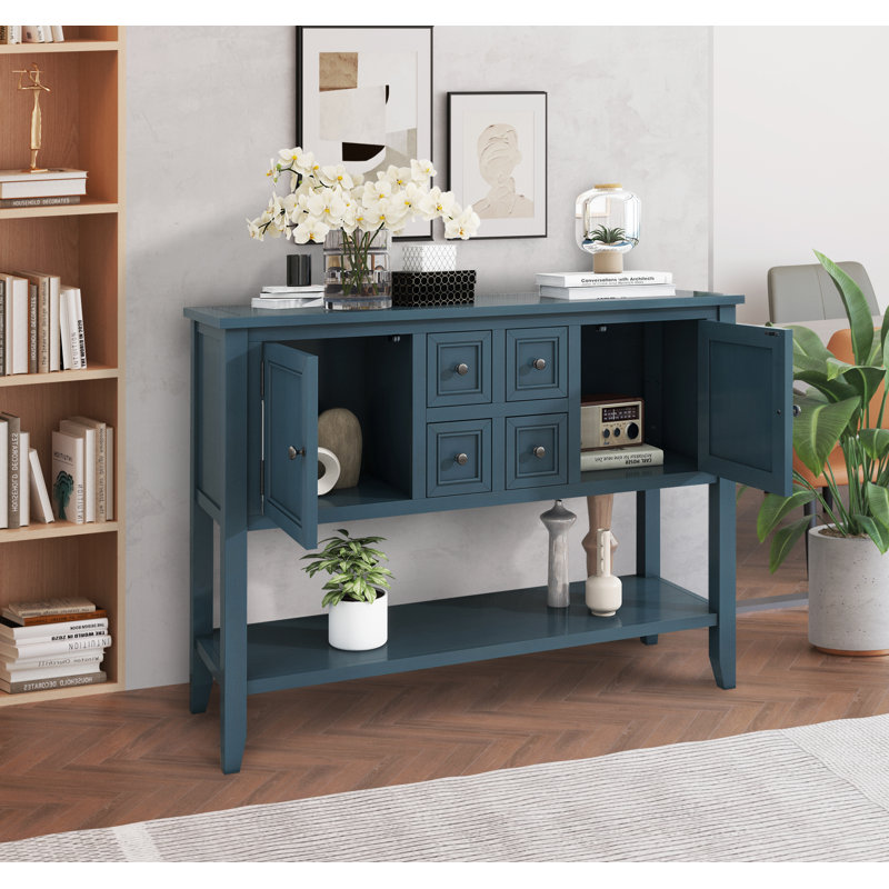 Eagarville Sideboard,entryway table,Console Table,sideboards and buffets,buffet table with Bottom Shelf, Light Navy