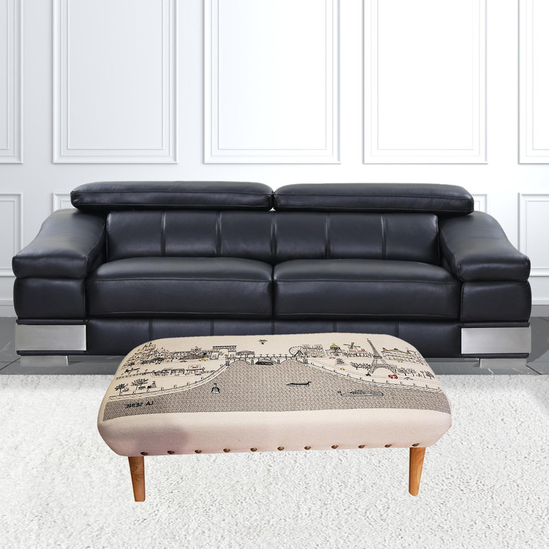 Upholstered Wool Footstool