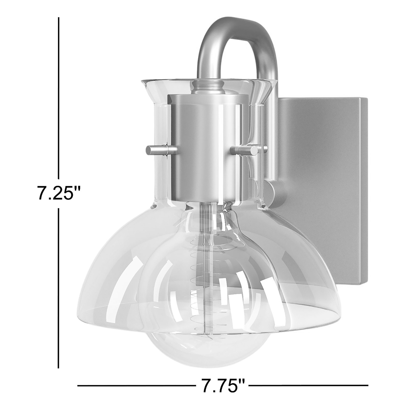 Luke Single Transparent Dimmable Bath Sconce, Polished Nickel