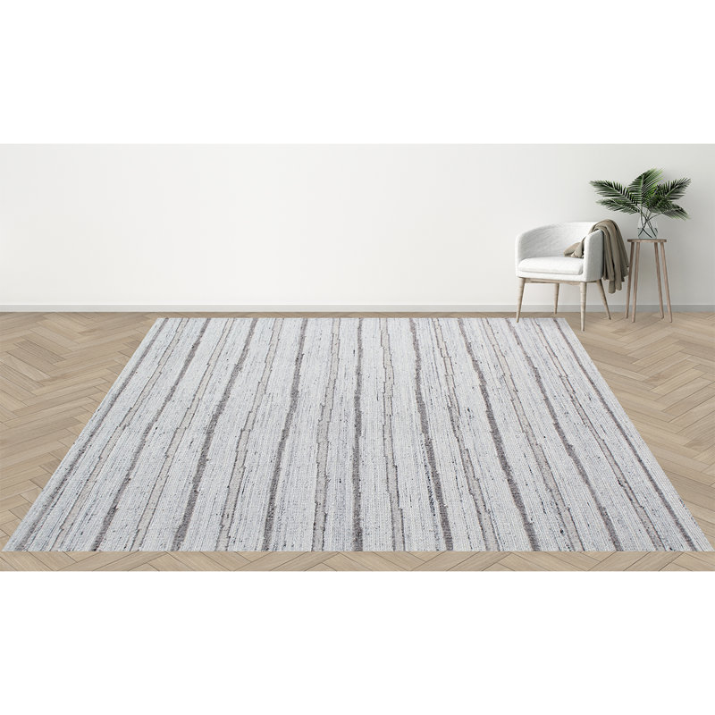 ANFL8698ASIGY Wool Area Rug in Silver, Rectangle 10' x 14'