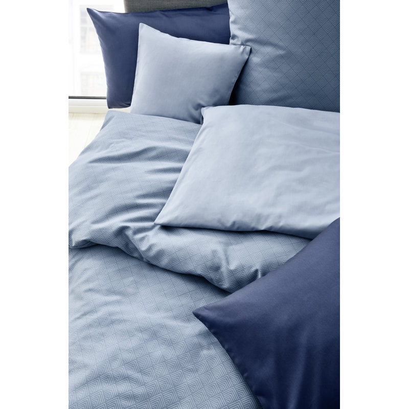 Ardingly Cotton 200 TC Duvet Cover Set, Double - 2 Pillowcases (80 x 80 cm), Smoke Blue