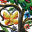 Art mural peint paon dans un arbre