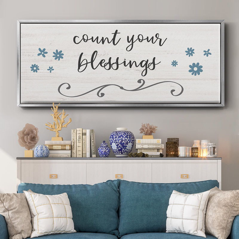 «Count Blessings», toile encadrée, H 20 po x l 50 po