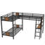 Lit superposé simple en L avec lit mezzanine simple avec bureau et tablette en L, brun