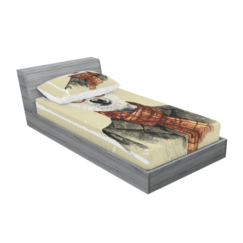 Ensemble de draps Hipster Bear, Ensemble de draps pour lit simple avec drap-housse