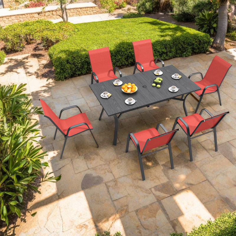 Durable 6-piece Patio Dining Set, Metal Frame, Modern Design For Gardens