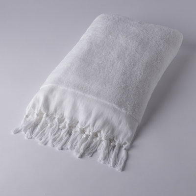 Serviette de bain en ratine unie - blanc