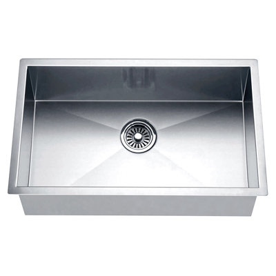 Rectangular 26" x 18" Single Bowl Undermount 304 Stainless Steel ADA Kitchen Sink