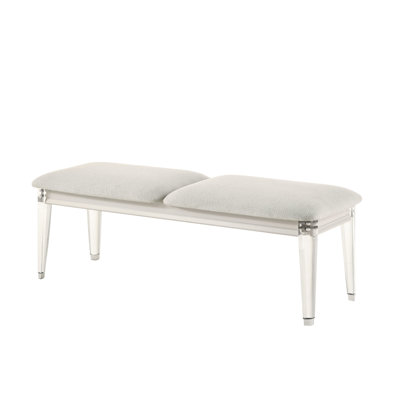 Banc gris avec pieds en acrylique - Assise confortable Profondeur de l'ensemble de 56 po sans option de rangement Capacité de charge de 220 lb