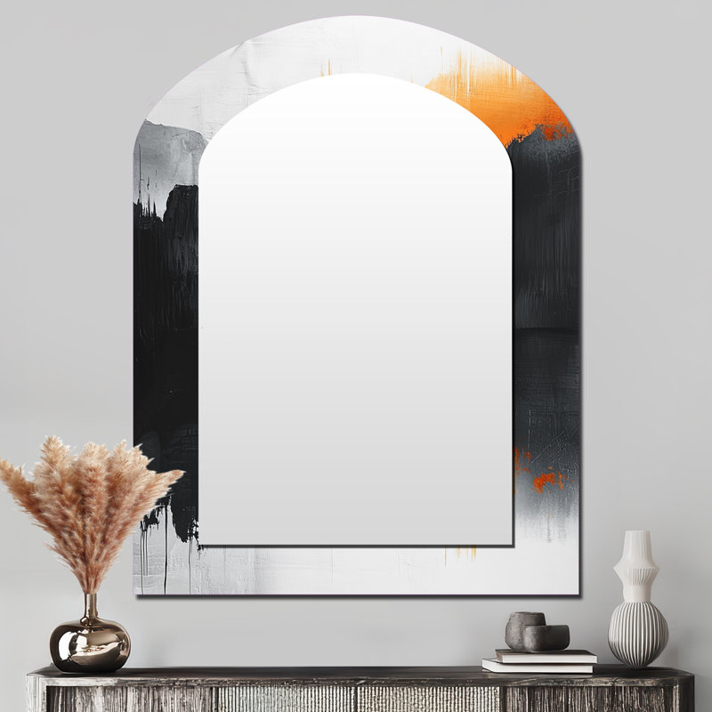 Miroir décoratif orange et noir sur fond de rivière de rêve, 43 po x 33 po