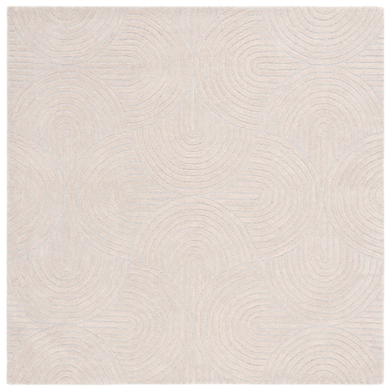 Gray Hand-Tufted Wool Square Rug, 6' x 6'