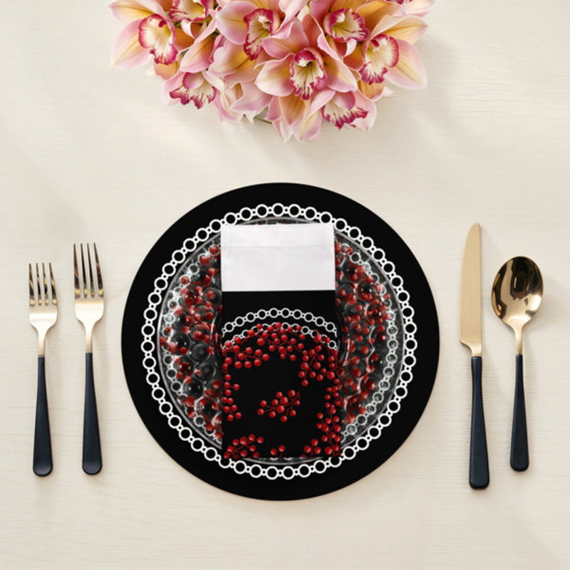 Serviettes de table Christmas Berries, Rouge / Noir