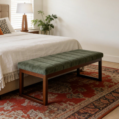 53'' Wide Upholstered Bench With Wood Legs