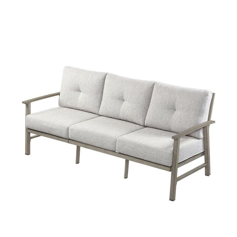 SeeHill Aluminum 3-Seater Outdoor Sofa, Weather-Resistant Sofa with 5.9'' Cushions, UV-Resistant, Durable for Patio, Porch, Backyard, Balcony, Roof Terrace, Cafe, Dark Gray