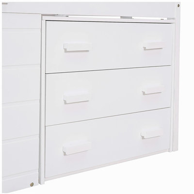 Twin Size Loft Bed with Cabinet and Shelf - White (OLD SKU:LP000501AAK)