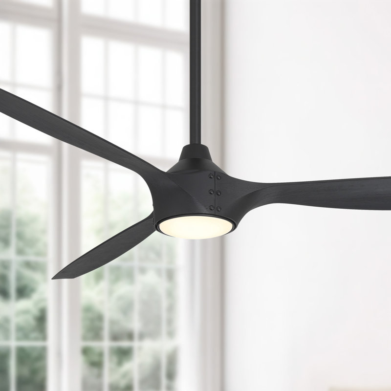Pierce 65" Led Smart Ceiling Fan, Black, Black