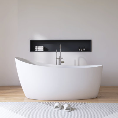 Baignoire de trempage autoportante en pierre 65 po x 34 po