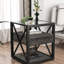 Tables de bout modernes de 2 avec tiroir, table de chevet pour la chambre à coucher et le salon, plateau en grain de bois rustique et en verre trempé, stabilité de la structure stable, tiroir industriel à conception compacte-115004566-115004552