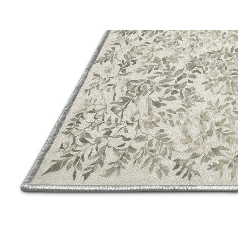 Machine Washable Beige Area Rug, Square 3'