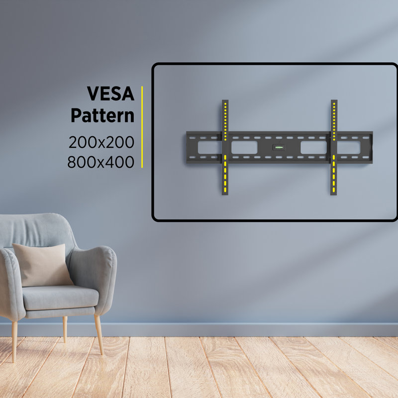 ProMounts Flat/Fixed TV Wall Mount, Low Profile TV Mount for Most 50" to 92" Screens, Fits Both Flat and Curved LED, LCD, and Plasma Displays Holds up to 165lbs.