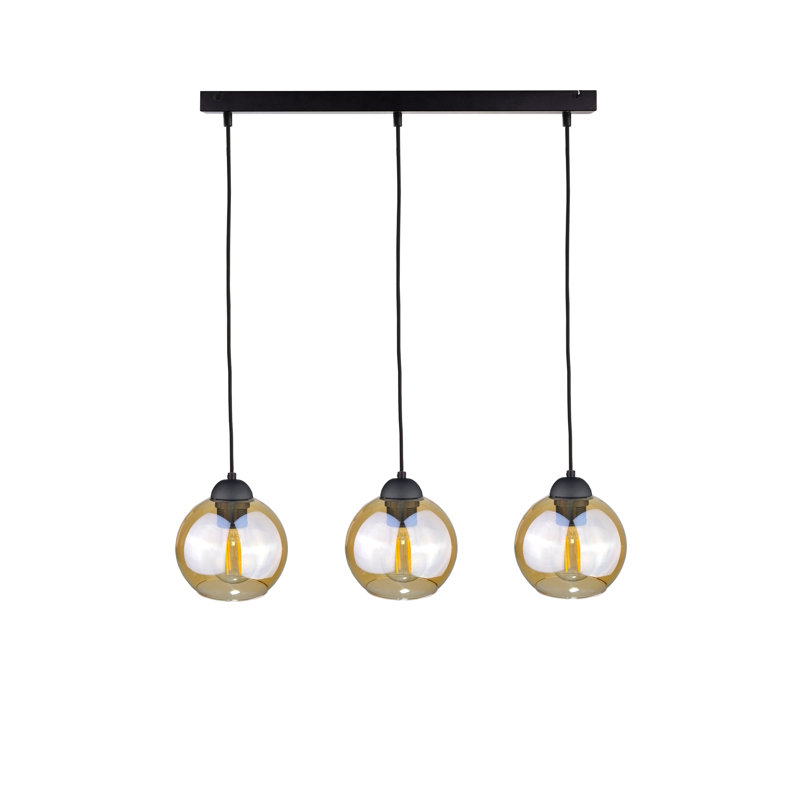 3 - Light Kitchen Island Pendant, Black
