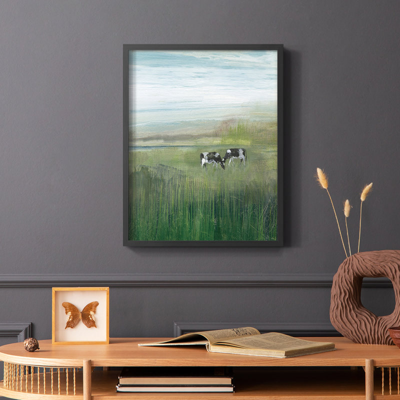«Out to Pasture I», reproduction encadrée - bois massif, Cadre simple noir, H 28 po x l 22 po