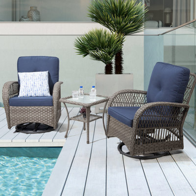 Baylay 2 - Person Wicker Patio Dining Set with Square Table , Cushions Included