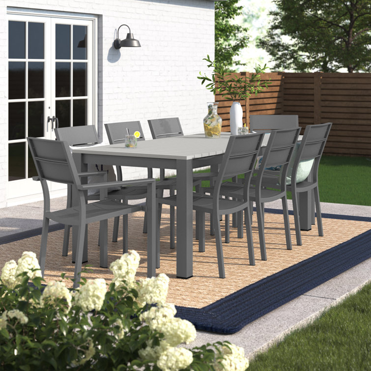Ammelie 8 - Person Metal Patio Dining Set with Rectangular Table