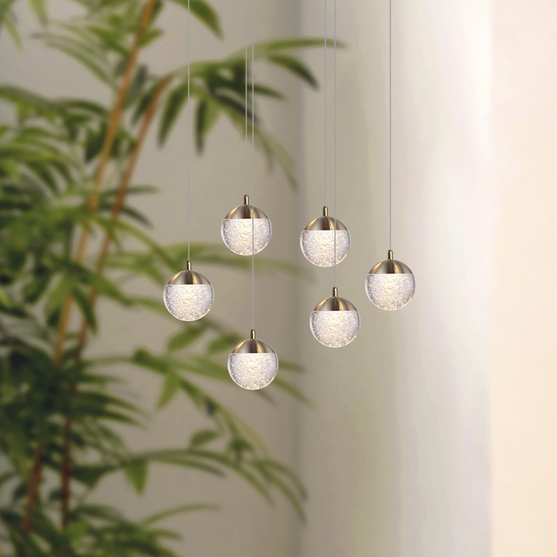 Luminaire suspendu sphère 6 lumières Heatherly, Nickel